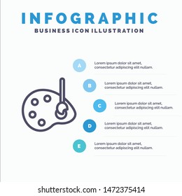 Art, Draw, Drawing, Edit Line icon with 5 steps presentation infographics Background