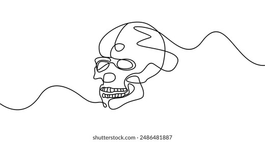 the art of drawing one continuous line on a skull. Halloween theme abstract line illustration