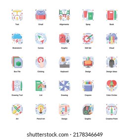 Art, drawing, and web and graphic design icons set—flat Style vector symbols.