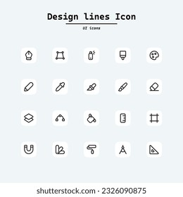 Iconos de arte, dibujo y diseño web y gráfico. Vector de material de estilo de línea. Colección de iconos ui con forma de ardilla. Página Web, aplicación móvil, interfaz de usuario, diseño UX.