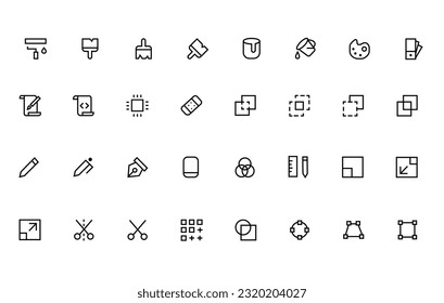 Art, drawing, web and self development graphic design icons set. Line Style vector. Set of Vector Line Icons Related to self Improvement, Personal Growth, Self Education. Editable Stroke. 