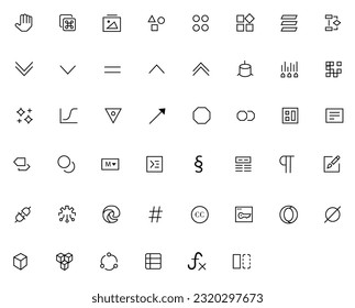 Art, drawing, web and self development graphic design icons set. Line Style vector. Set of Vector Line Icons Related to self Improvement, Personal Growth, Self Education. Editable Stroke. 