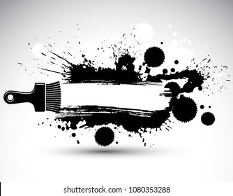 Art drawn funky vector illustration created with splashes and inky spots. Decorative black wallpaper drawn with painting brush can be used as website background. You can write your text here.