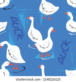 art duck seamless pattern, vector