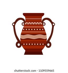 Art earthen clay vase water vector illustration. Jug pottery master kitchen. Old ancient isolated jar milk. Icon cultural shiny antique amphora bowl. Traditional vintage terracotta oil.
