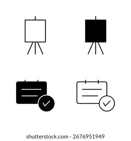 Ícones de calendário de arte e classe - Criatividade e educação Símbolo em estilo sólido e linha