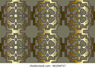art eastern ornament traditional pattern in gold colors on a gray background