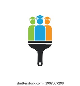 Art education vector logo design. Education paintbrush icon design.	