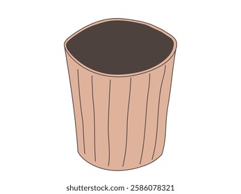 Art of an Empty Trash Bin Isolated on White Background. Simple Garbage Container in Minimalist Hand-Drawn Style. Concept of Waste Management, Recycling, Office Supplies, and Cleanup. trash can