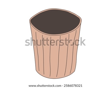 Art of an Empty Trash Bin Isolated on White Background. Simple Garbage Container in Minimalist Hand-Drawn Style. Concept of Waste Management, Recycling, Office Supplies, and Cleanup. trash can