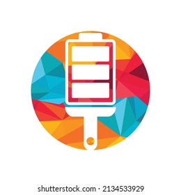 Art energy log concept. Vector battery and brush logo combination.	