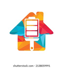 Concepto de registro de energía de arte. Combinación de batería vectorial y logotipo de pincel.	