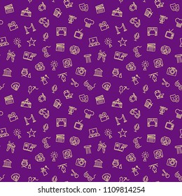 Art and entertainment pattern. Seamless background with linear icons.