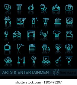 Art and entertainment. Set of linear icons.