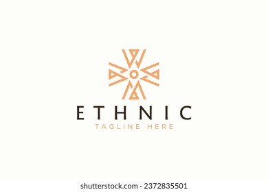 Art Ethnic Sign Symbol Letter M and Letter W Abstract Sun Light Geometric Concept Logo Template