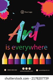 Art is everywhere flyer design template. 