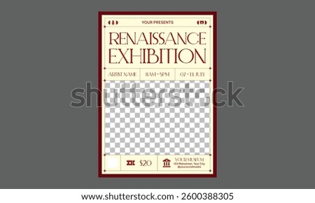 Art Exhibition Flyer. Creative exhibition flyer or poster concepts with abstract geometric shapes and human silhouettes on bright gradient background. Vector illustration