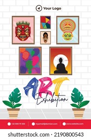 Art exhibition predict your emotions with colors flyer design.