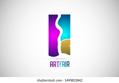Art fair exposition logo icon design with pink and blue colors. Corporate identity logotype suitable for an artistic expo, trade show, exhibitions or festivals