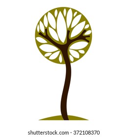 Art fairy illustration of tree, stylized eco symbol. Insight vector image on season idea, beautiful plant.