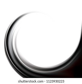 Art fancy modern elegant creative wonderful wavy eddy futuristic luxury ebon aqua backdrop of glossy rippled spraying surface. Closeup view with space for text in light white glowing center