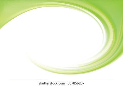 Art fancy modern elegant wonderful wavy eddy futuristic pea color fond of glossy rippled curvy spraying surface. Closeup view with space for text in glowing white center in middle of funnel
