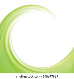 Art fancy modern elegant wonderful wavy eddy futuristic pea color fond of glossy rippled curvy spraying surface. Closeup view with space for text in glowing white center in middle of funnel