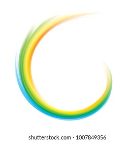 Art fancy wavy eddy multi color fond of glossy curvy surface. Closeup view with space for text in glowing white center