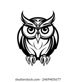 art fat owl logo vector