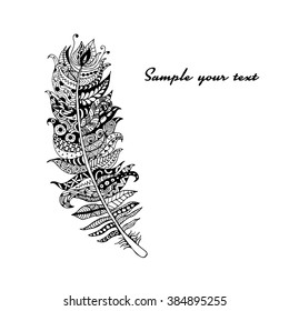 Art feather, zentangle style for your design