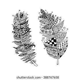 Art feather, zentangle style for your design