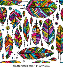 Art feathers collection, seamless pattern for your design