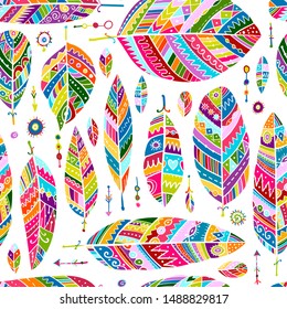 Art feathers collection, seamless pattern for your design