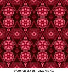 Arte com um padrão geométrico étnico abstrato brilhante, adequado para uso como fundo ou papel de parede, azulejos de papel de parede, tapetes, cortinas, tecidos decorativos, vestuário e embalagem. Vetor.