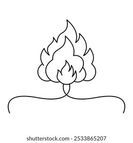 Art Fire vector illustration, Line Art Design White Background.