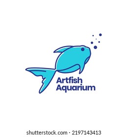 art fish blue gold fish logo design