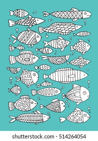 Art fish collection, sketch for your design