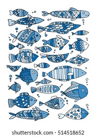 Art fish collection, sketch for your design