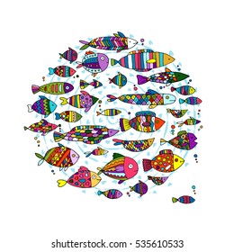 Art fish collection, sketch for your design