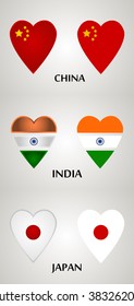 Art flag heart of Asia countries