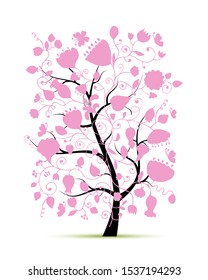 Art floral tree for your design. Vector illustration