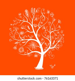 Art floral tree for your design