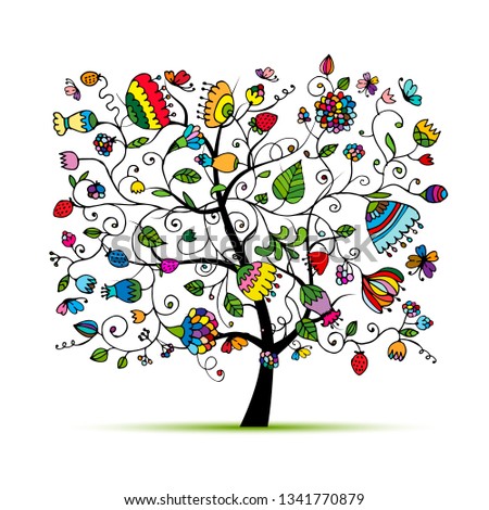 Art floral tree for your design