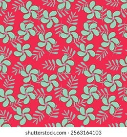 Art floral vector seamless pattern. Red flowers with branches, leaves and petals isolated on beige background. For home textiles, fabric, wallpaper, kitchen decor, packaging paper, accessories.