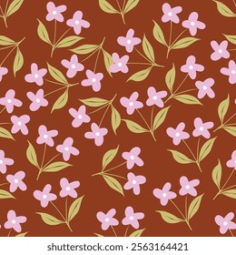 Art floral vector seamless pattern. Red flowers with branches, leaves and petals isolated on beige background. For home textiles, fabric, wallpaper, kitchen decor, packaging paper, accessories.
