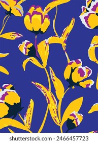 art Floral vector vintage seamless pattern flowers,Hand drawn background.Monochrome. Textiles, paper, wallpaper decoration