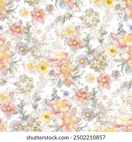 art flower leaf abstract, textile design pattern allover,watercolor effect,colors print,summer