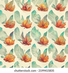 art flower and leaf seamless abstract  pattern background, floral design fashion fabric and wallpaper style