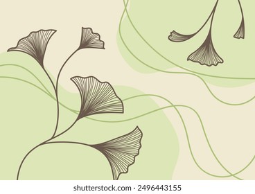 Art flower line green abstract design background. vector illustration.