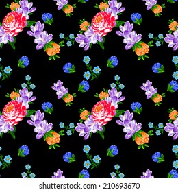 Art flower multicolored pattern. Vector illustration.